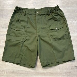 Boy Scouts Olive Green Elastic Waist 9.5” Snap Pocket Shorts 38 Men’s Vintage